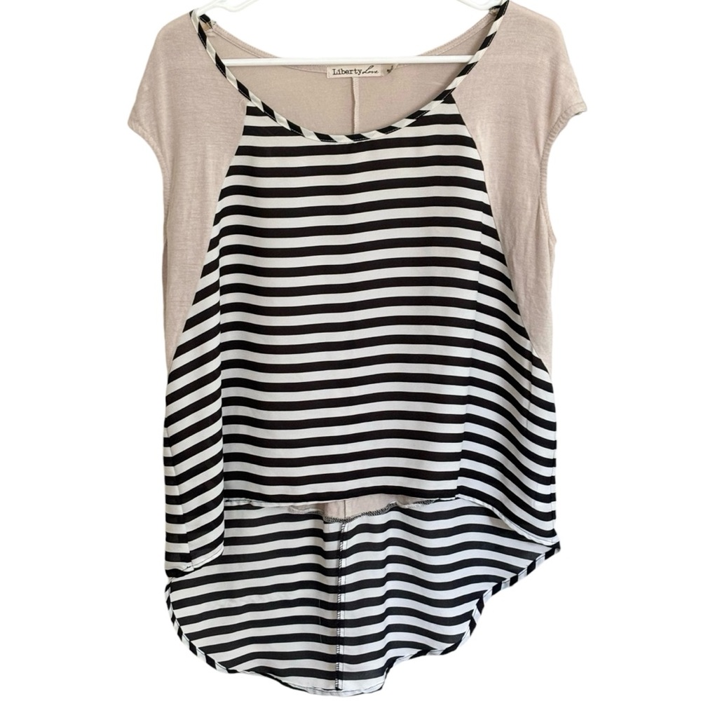 Liberty Love Women’s Striped Short Sleeve Top Size Small